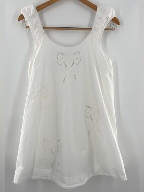 Mable Sleeveless White Mini Dress Bow Ribbon Cut Out Detail Size S